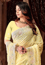 Load image into Gallery viewer, Yellow Georgette Saree With Blouse