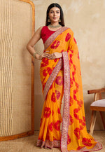 Load image into Gallery viewer, Yellow Georgette Saree With Blouse