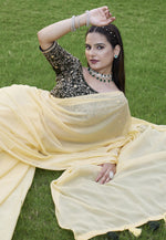 Load image into Gallery viewer, Yellow Georgette Saree With Blouse