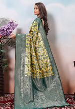Load image into Gallery viewer, Yellow Kanjivaram Silk Saree With Blouse