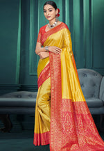 Load image into Gallery viewer, Yellow Kanjivaram Silk Saree With Blouse