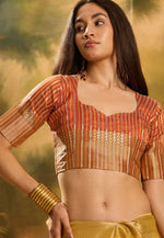 Load image into Gallery viewer, Yellow Khadi Saree With Blouse