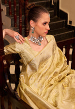 Load image into Gallery viewer, Yellow Satin Silk Saree With Blouse