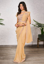 Load image into Gallery viewer, Yellow Shimmer Georgette Saree With Blouse