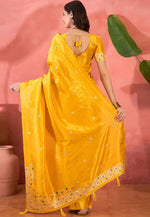 Load image into Gallery viewer, Yellow Shimmer Saree With Blouse