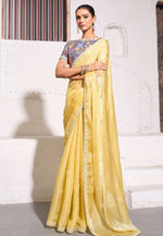 Load image into Gallery viewer, Yellow Tissue Saree With Blouse
