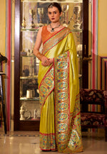 Load image into Gallery viewer, Yellow Tissue Silk Saree With Blouse