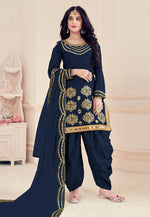 Load image into Gallery viewer, Navy Blue Soft Silk Punjabi Suit
