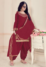 Load image into Gallery viewer, Maroon Soft Silk Patiala Suit
