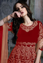 Load image into Gallery viewer, Red Velvet Long Anarkali Suit
