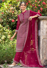 Load image into Gallery viewer, Magenta Silk Embroidered Pakistani Suit
