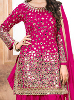 Load image into Gallery viewer, Magenta Taffeta Silk Patiala Suit
