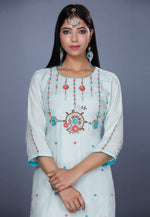 Load image into Gallery viewer, Sky Blue Muslin Sharara Suit
