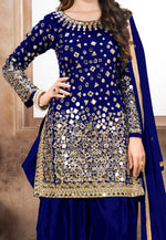 Load image into Gallery viewer, Blue Taffeta Punjabi Suit
