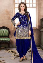 Load image into Gallery viewer, Blue Taffeta Punjabi Suit
