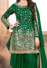 Load image into Gallery viewer, Green Taffeta Patiala Suit
