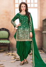 Load image into Gallery viewer, Green Taffeta Patiala Suit
