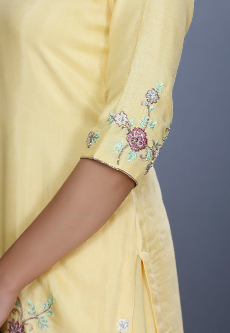 Light Yellow Muslin Pakistani Sharara Suit