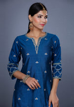 Load image into Gallery viewer, Navy Blue Raw Silk Pakistani Suit
