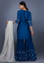 Load image into Gallery viewer, Navy Blue Raw Silk Pakistani Suit
