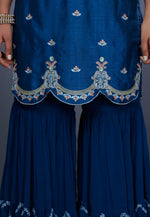 Load image into Gallery viewer, Navy Blue Raw Silk Pakistani Suit
