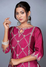 Load image into Gallery viewer, Magenta Raw Silk Pakistani Salwar Kameez
