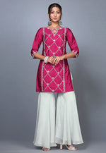 Load image into Gallery viewer, Magenta Raw Silk Pakistani Salwar Kameez
