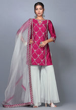 Load image into Gallery viewer, Magenta Raw Silk Pakistani Salwar Kameez

