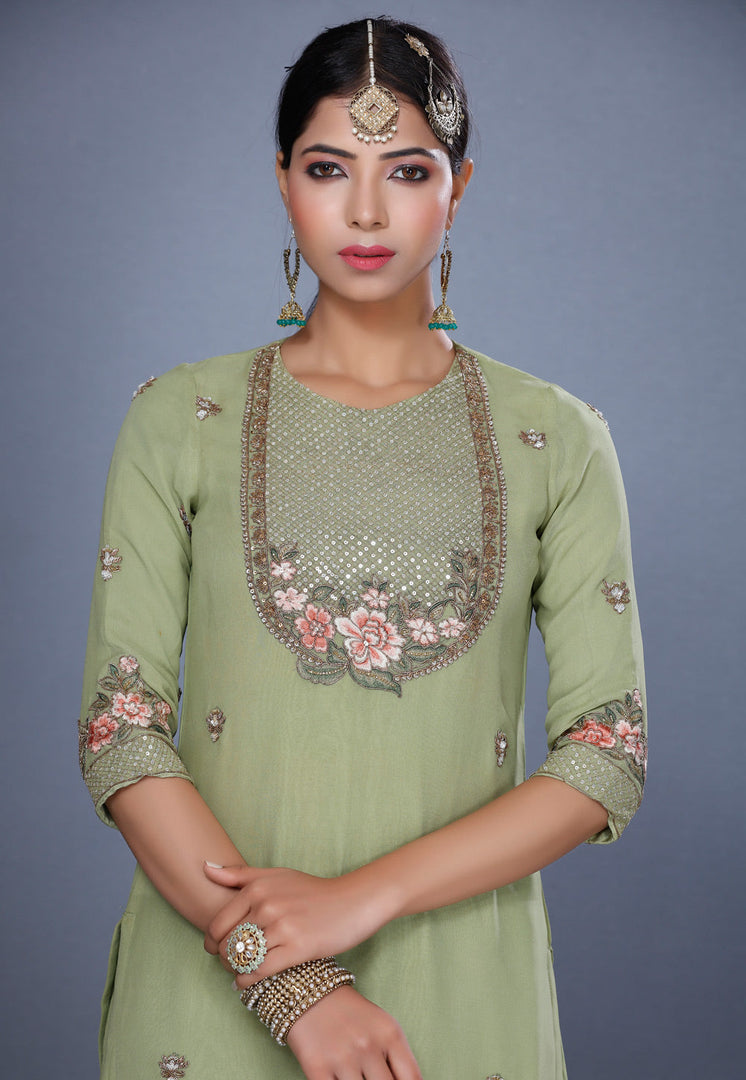 Light Green Georgette Sharara Suit