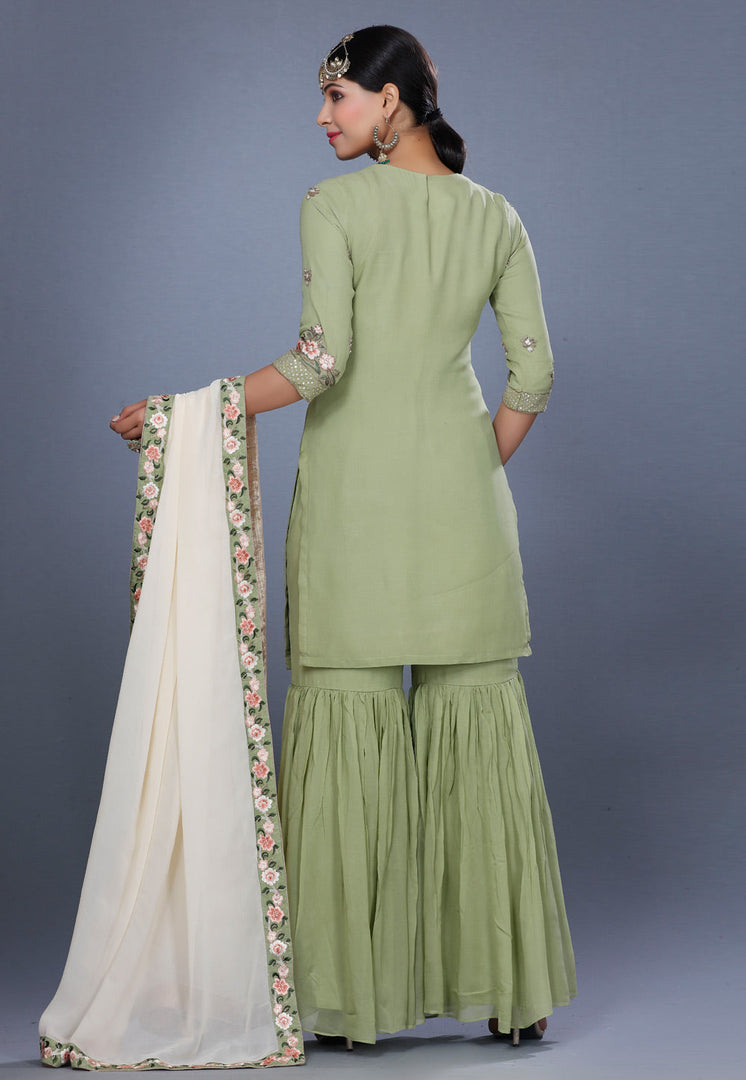 Light Green Georgette Sharara Suit