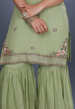 Load image into Gallery viewer, Light Green Georgette Sharara Suit
