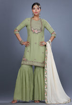 Load image into Gallery viewer, Light Green Georgette Sharara Suit
