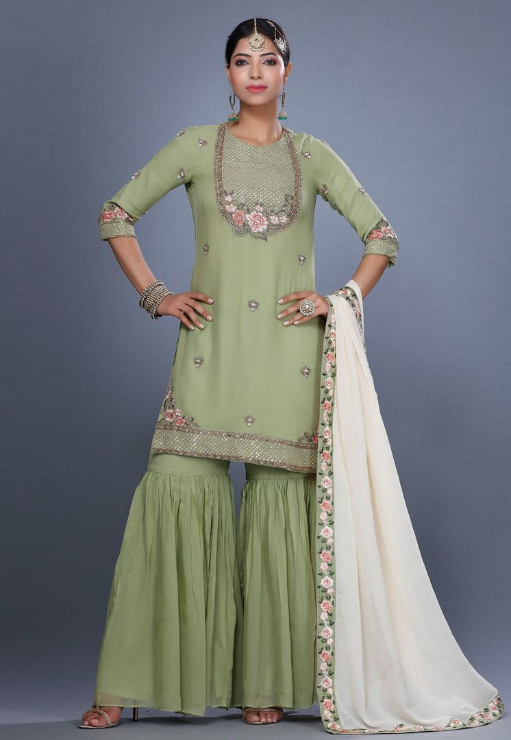 Light Green Georgette Sharara Suit