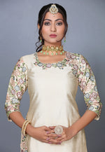 Load image into Gallery viewer, Cream Raw Silk Pakistani Sharara Suit
