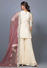 Load image into Gallery viewer, Cream Raw Silk Pakistani Sharara Suit
