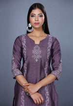 Load image into Gallery viewer, Light Purple Raw Silk Pakistani Suit
