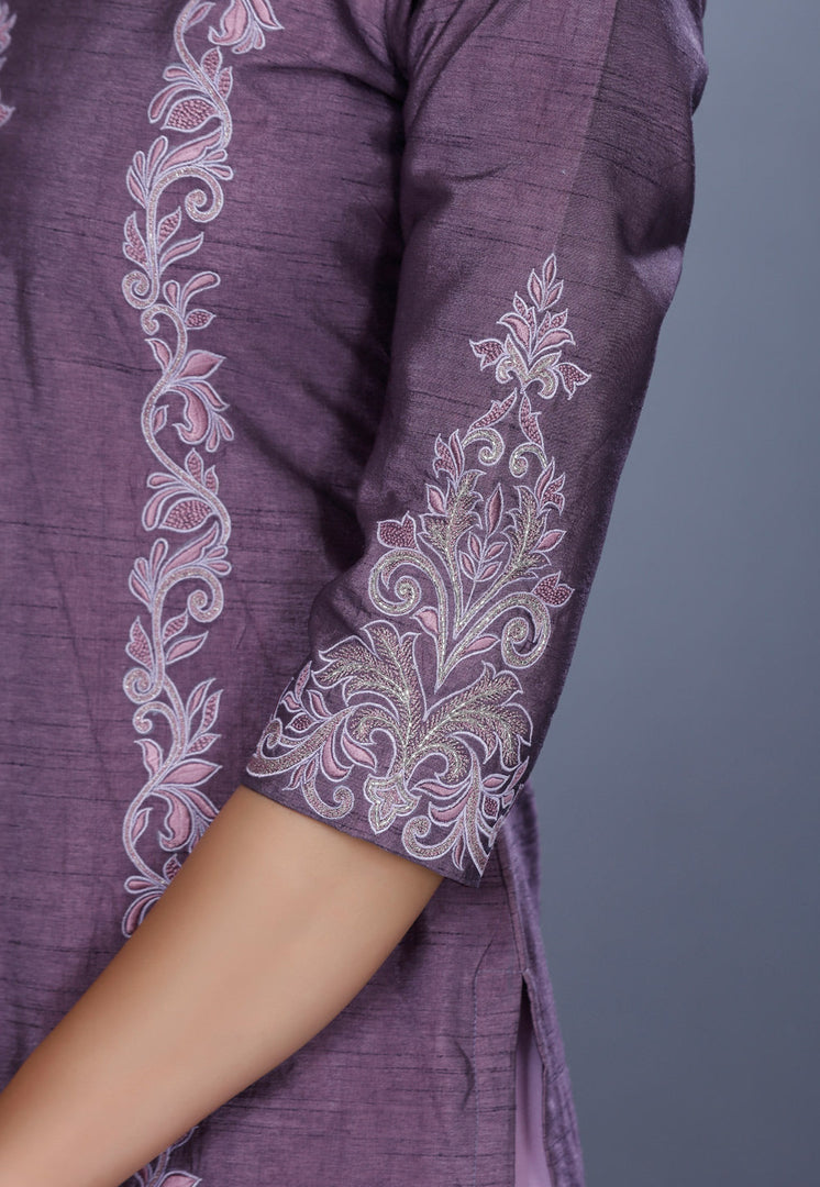Light Purple Raw Silk Pakistani Suit