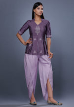Load image into Gallery viewer, Light Purple Raw Silk Peplum Suit
