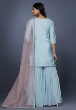 Load image into Gallery viewer, Sky Blue Raw Silk Pakistani Salwar Kameez
