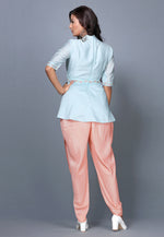 Load image into Gallery viewer, Sky Blue Chanderi Womens Peplum Suit
