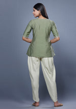 Load image into Gallery viewer, Mehndi Chanderi Peplum Suit For Ladies
