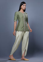 Load image into Gallery viewer, Mehndi Chanderi Peplum Suit For Ladies
