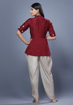 Load image into Gallery viewer, Maroon Chanderi Peplum Suit

