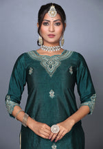 Load image into Gallery viewer, Green Raw Silk Pakistani Suit
