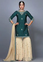 Load image into Gallery viewer, Green Raw Silk Pakistani Suit
