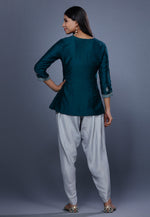 Load image into Gallery viewer, Teal Chanderi Peplum Salwar Kameez
