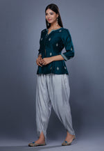 Load image into Gallery viewer, Teal Chanderi Peplum Salwar Kameez
