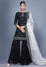 Load image into Gallery viewer, Black Raw Silk Pakistani Salwar Kameez
