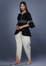 Load image into Gallery viewer, Black Chanderi Womens Peplum Suit
