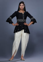 Load image into Gallery viewer, Black Chanderi Womens Peplum Suit
